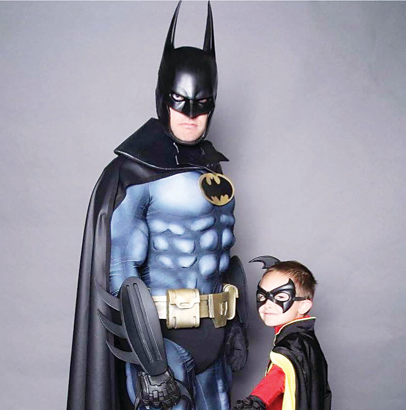 Jason and Ash Alder cosplay as Batman and his young ward, Robin, for Denver Pop Culture Con.